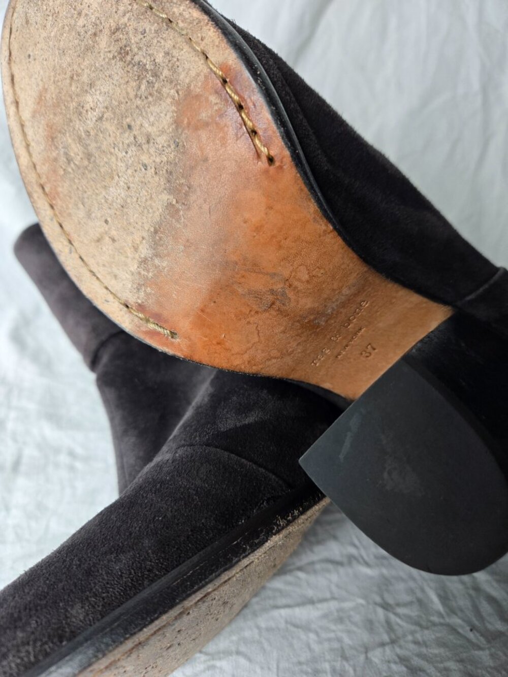 Rag & Bone Newbury Suede Ankle Boots Asphalt Made in Italy EU 37 (~US 6.5-7) - Picture 10 of 12